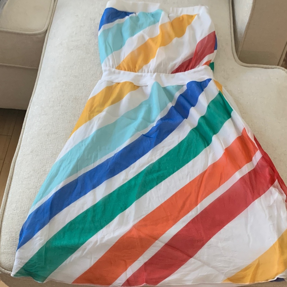 Vintage Forever21 Colorful Striped Strapless Dress